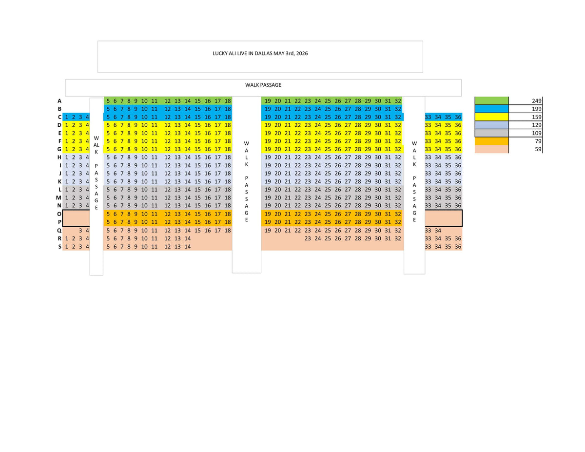 Lucky Ali Dallas Seatmap